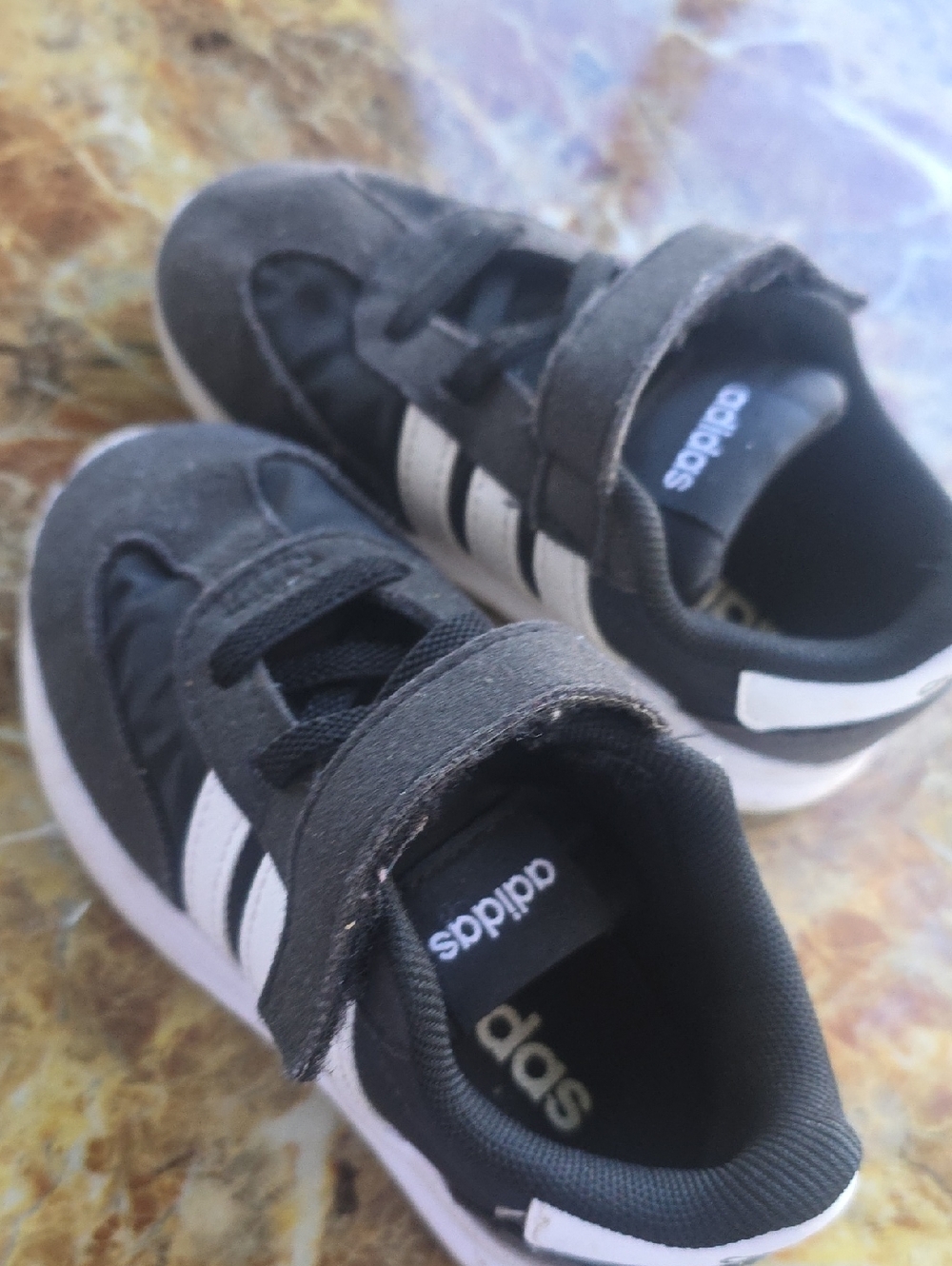 adidas Kids Black and White Velcro Sneakers Boys 2 Years